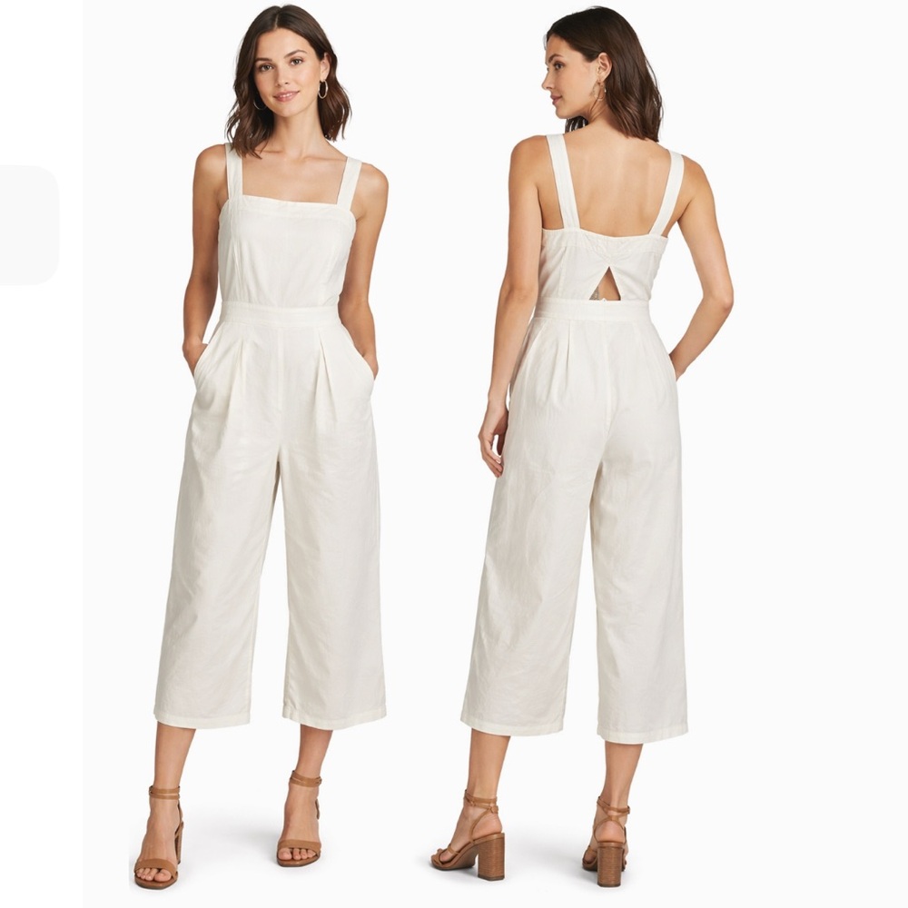 Cache‎ Cream Square-Neck Cropped Jumpsuit